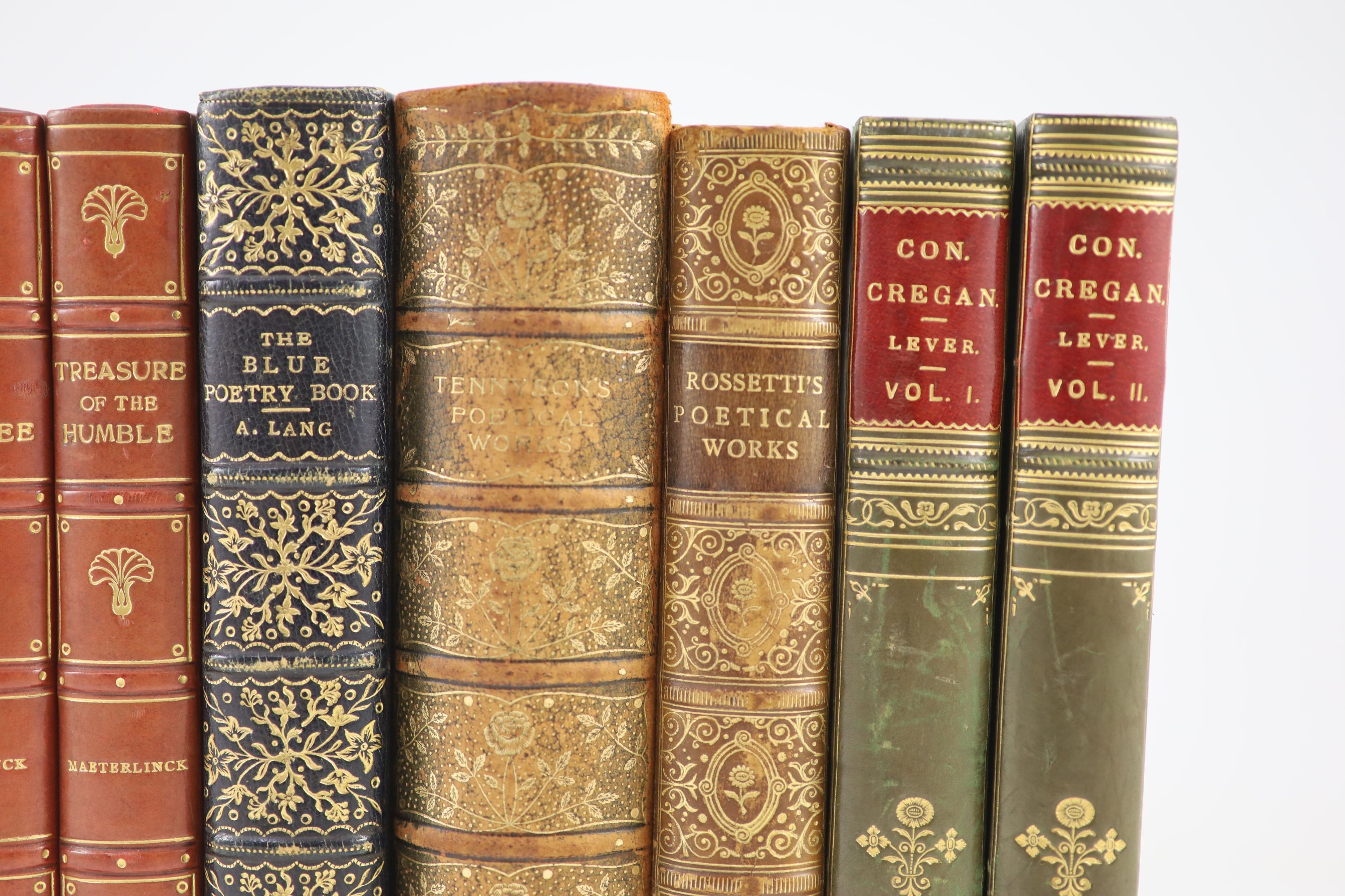 Maeterlinck, Maurice - Works, 6 vols, 8vo, half calf, George Allen, London, 1902-10; Lever, Charles - Confessions of Con. Cregan. 2 vols, London, c.1849; and 3 others (12)